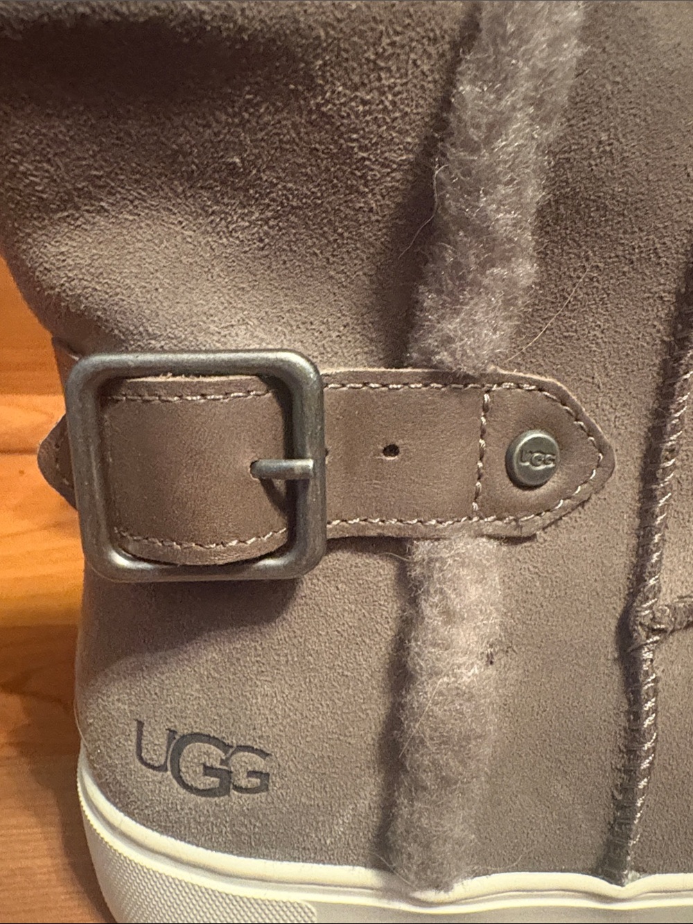 UGG Gray Suede Shearling Slip-On Sneaker Boot - Picture 2 of 6